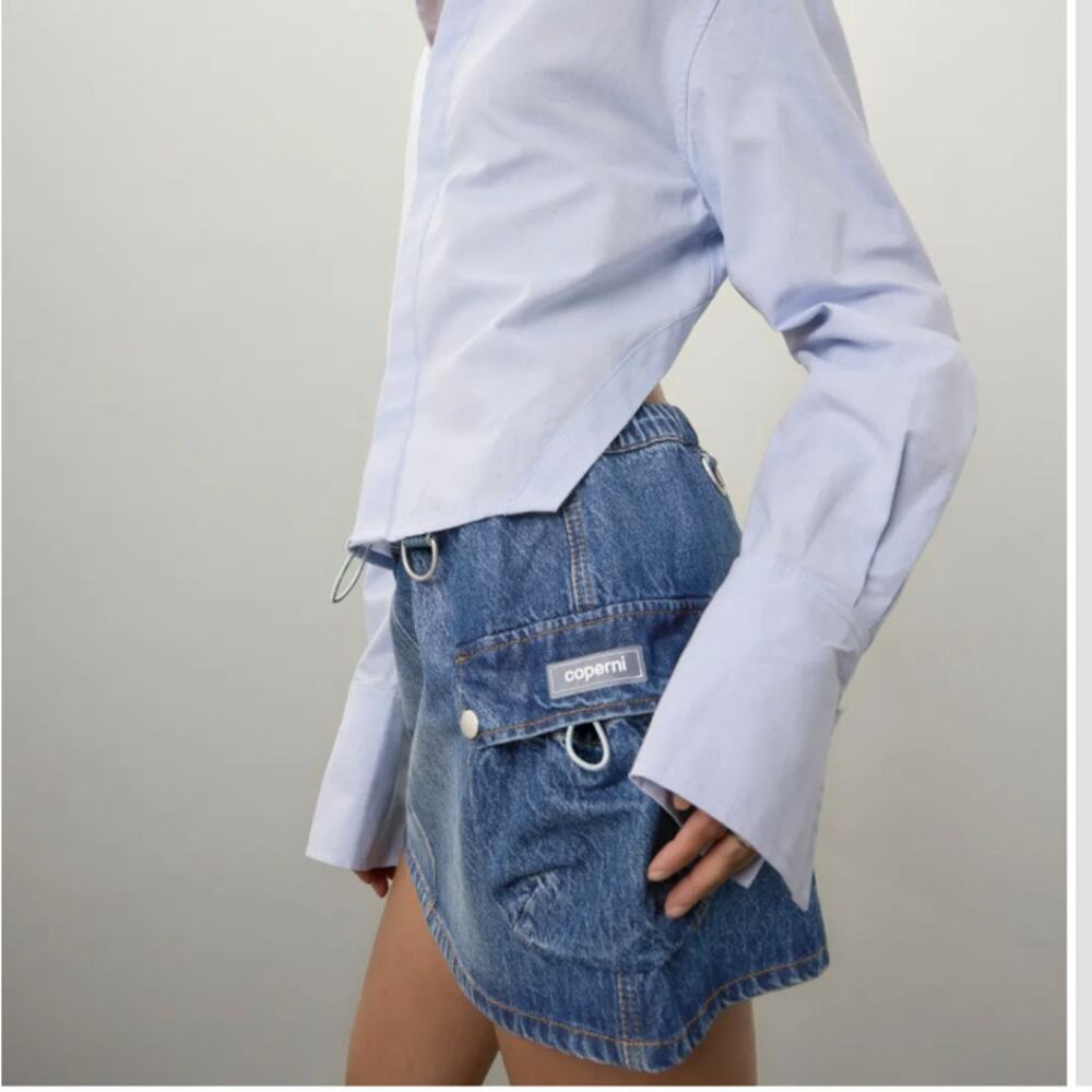 Coperni Denim Cargo Micro Mini Skirt SIZE 8 Jean Designer Utility Low Rise $590 - Picture 3 of 13
